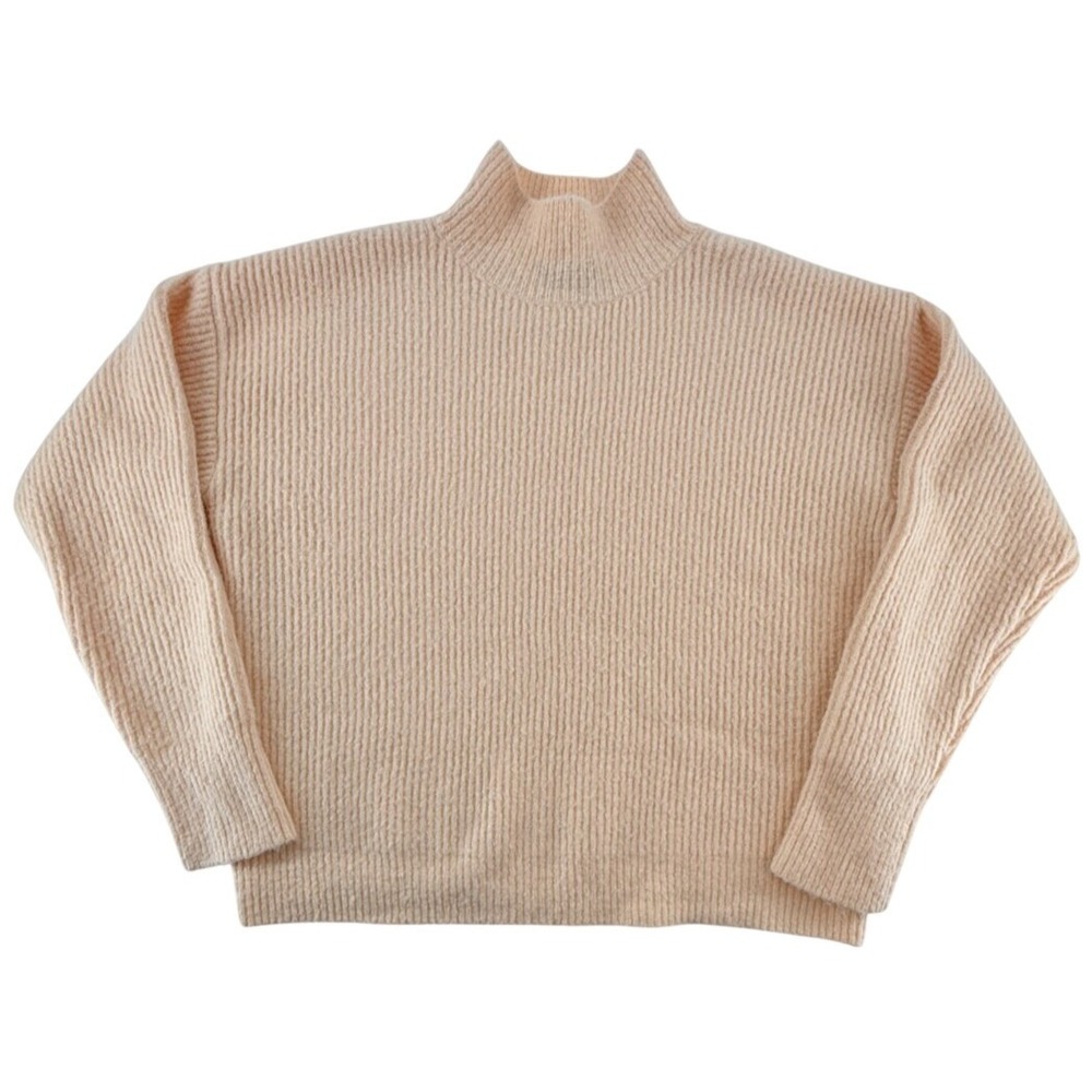 MinkPink Sweater XS Peach Ribbed Mock Neck Long Sleeve Cozy Knit Top